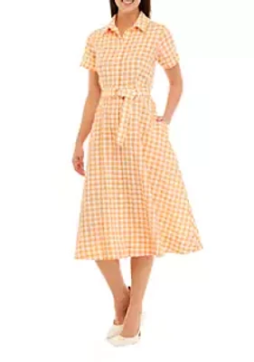 Julian Taylor Women's Short Sleeve Cotton Gingham Shirtdress