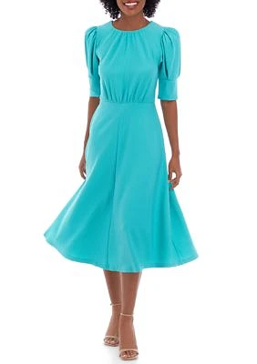 Women's Puff Sleeve Pleated Dress