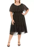 Julian Taylor Plus Ruffle Tiered Printed Dress