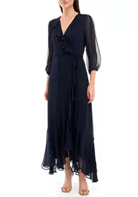 Julian Taylor Women's 3/4 Sleeve Chiffon Maxi Dress