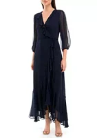 Julian Taylor Women's 3/4 Sleeve Chiffon Maxi Dress