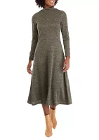 Women's Long Sleeve Mock Neck Pashmina A-Line Dress