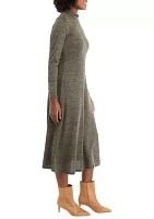 Women's Long Sleeve Mock Neck Pashmina A-Line Dress