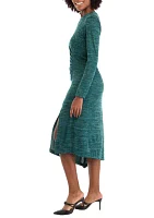 Women's Long Sleeve Asymmetrical Hem A-Line Sweater Dress