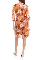 Women's Blouson Sleeve Floral Dress