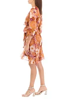 Women's Blouson Sleeve Floral Dress