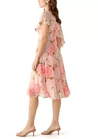 Women's Sleeveless Crew Neck Floral Print Dress