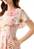 Women's Sleeveless Crew Neck Floral Print Dress