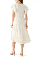 Women's Flutter Sleeve Ruffled Midi Dress