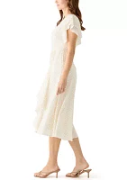 Women's Flutter Sleeve Ruffled Midi Dress