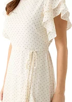 Women's Flutter Sleeve Ruffled Midi Dress