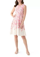 Women's Sleeveless Crew Neck Floral Print A-Line Dress