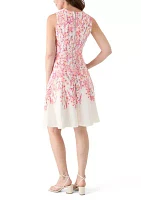 Women's Sleeveless Crew Neck Floral Print A-Line Dress