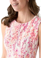 Women's Sleeveless Crew Neck Floral Print A-Line Dress