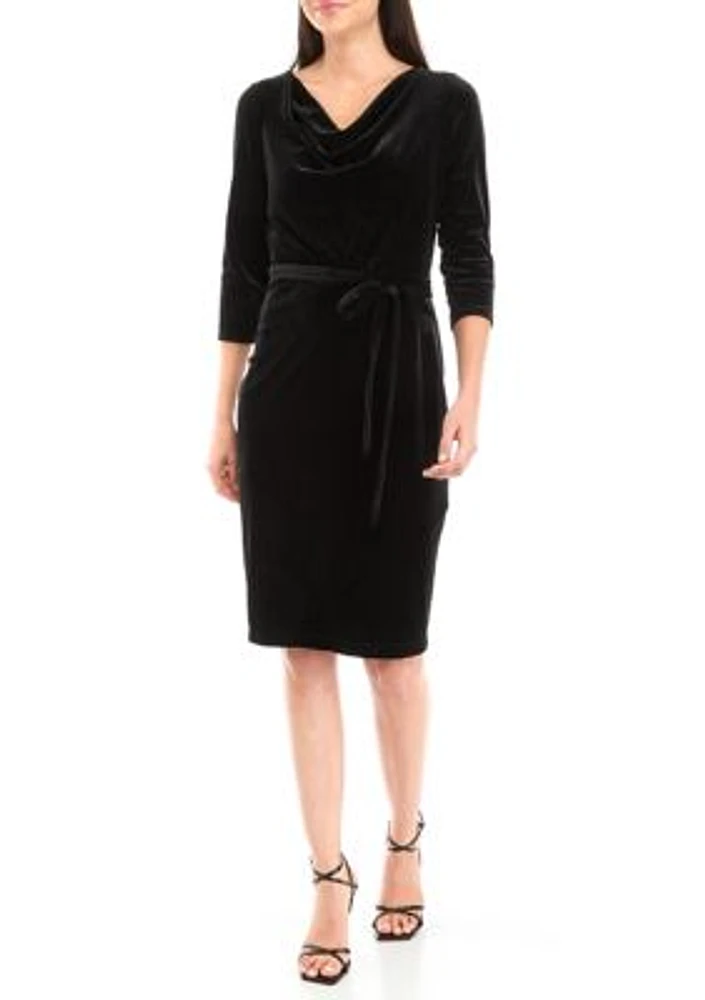 Women's Cowl Neck Velvet Dress