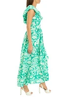 Women's Sleeveless One Shoulder Printed Crepe Maxi Dress