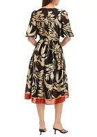 Women's Puff Sleeve Floral Print Chiffon Dress