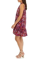 Women's Sleeveless Halter Neck Printed A-Line Dress