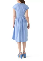 Women's Short Sleeve V-Neck Solid A-Line Dress