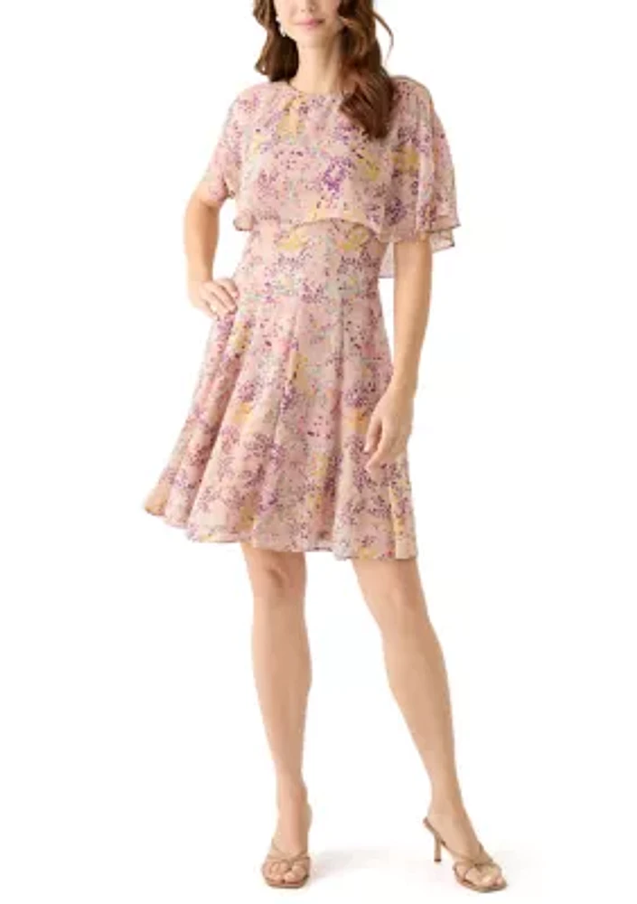 Women's Floral Printed Fit and Flare Dress