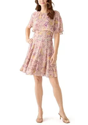 Women's Floral Printed Fit and Flare Dress