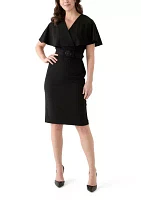 Women's Short Sleeve V-Neck Solid Slim Dress