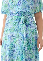 Plus Cape Sleeve Floral Maxi Dress