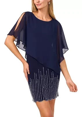 Women's Chiffon Capelet Dress