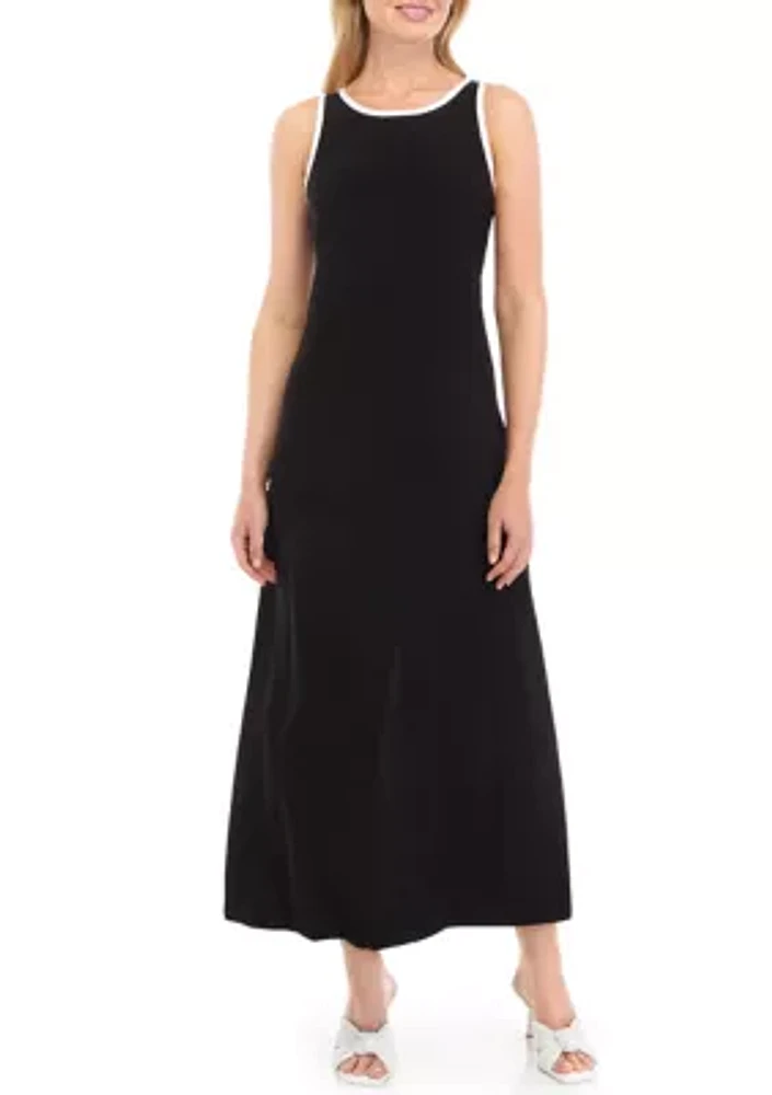 Women's Sleeveless Crew Neck Solid Maxi Dress