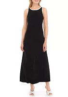 Women's Sleeveless Crew Neck Solid Maxi Dress