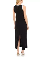 Women's Sleeveless Crew Neck Solid Maxi Dress