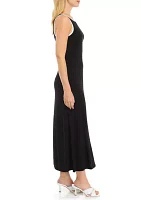 Women's Sleeveless Crew Neck Solid Maxi Dress