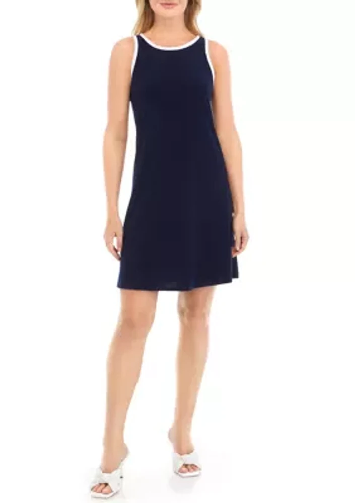 Women's Sleeveless Crew Neck Solid A-Line Dress