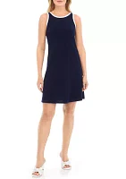 Women's Sleeveless Crew Neck Solid A-Line Dress