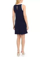 Women's Sleeveless Crew Neck Solid A-Line Dress