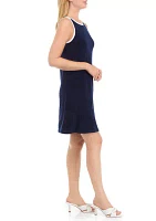 Women's Sleeveless Crew Neck Solid A-Line Dress