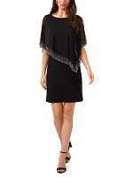 Women's Cape Sleeve Popover Chiffon Dress