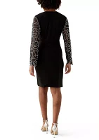 Women's Long Sleeve Detail Sheath Dress