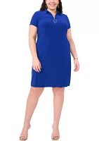 Plus Ring Zipper Polo Dress