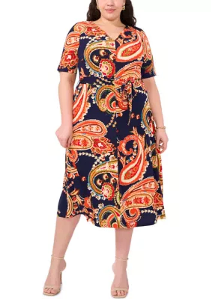 Plus Paisley Print Dress