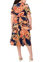 Plus Paisley Print Dress