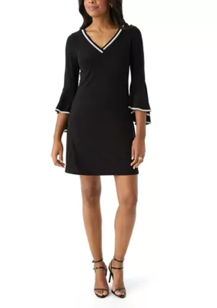 Women's V-Neck Sheath Dress with Trim Detail