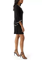 Women's V-Neck Sheath Dress with Trim Detail