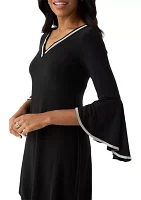 Women's V-Neck Sheath Dress with Trim Detail