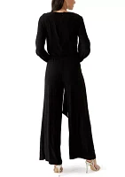 Women's Long Sleeve Crew Neck Solid Jumpsuit