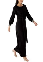 Women's Long Sleeve Crew Neck Solid Jumpsuit