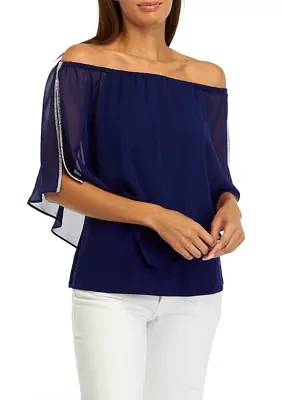 Women's Off-the-Shoulder Chiffon Top