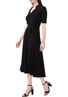 Women's Elbow Sleeve Collared Midi Dress