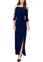 Women's Cold Shoulder Square Neck Solid Gown