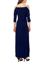 Women's Cold Shoulder Square Neck Solid Gown